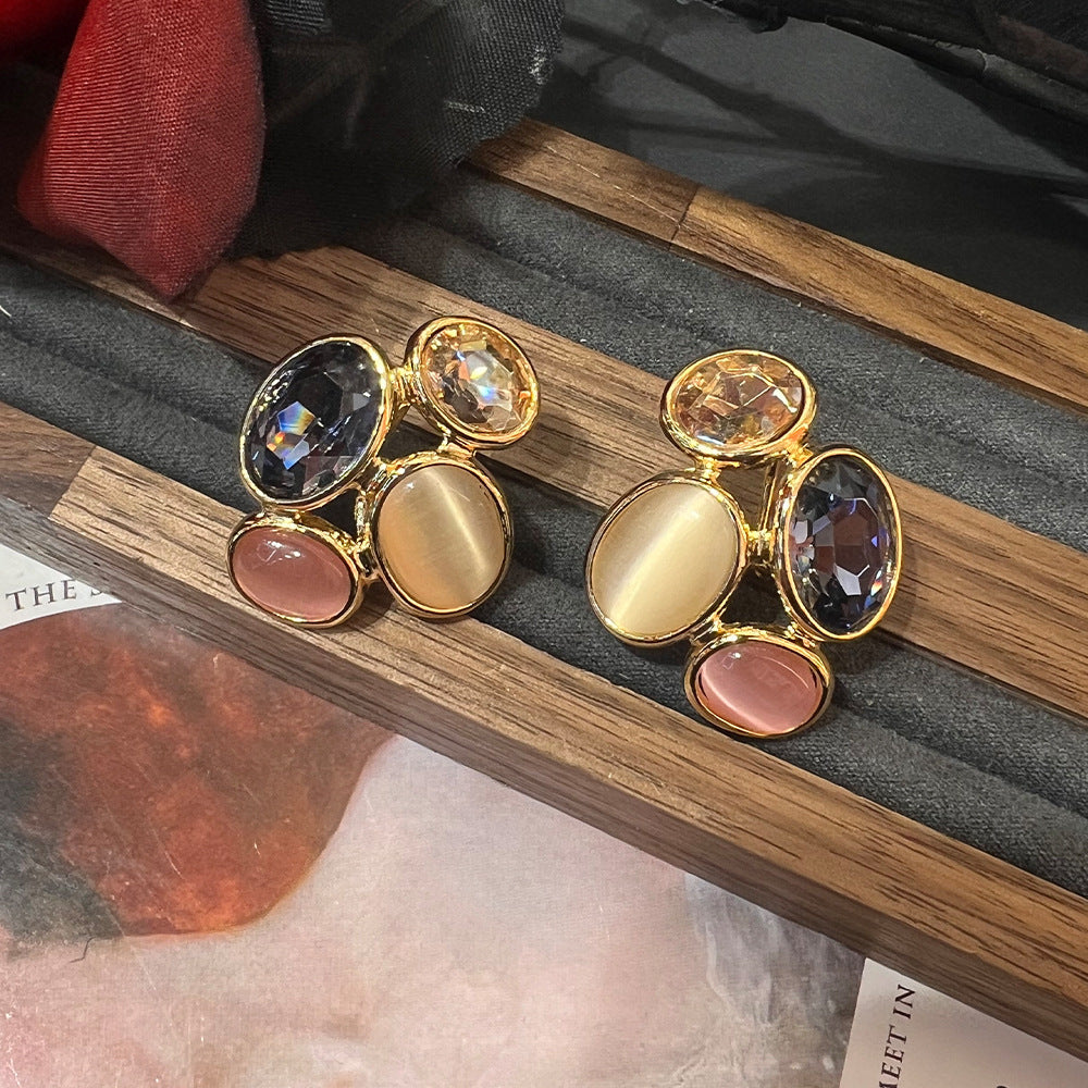 French Cat’s Eye Flower Earrings – 18k Gold Plated, 3 Designs