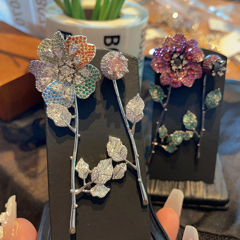 Sculptural Bloom Studs – Irregular Petals, Multicolor / Red / Pink