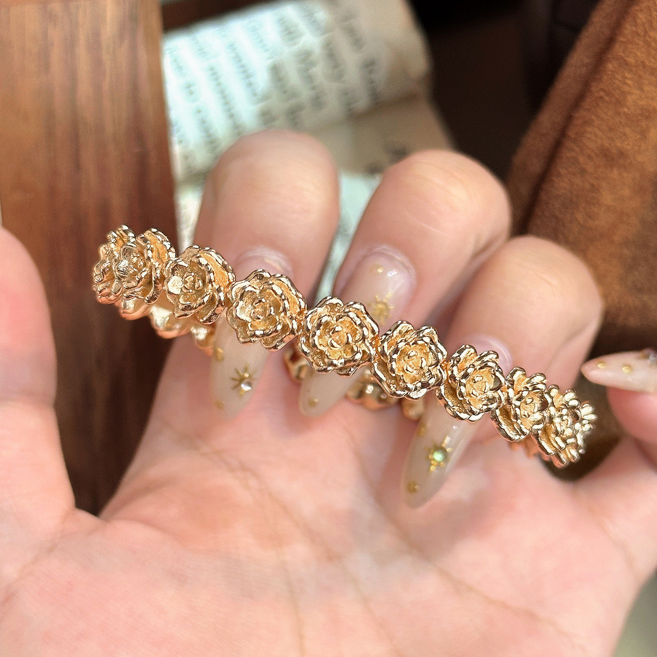 Luxury Brushed Pavé Bracelets – 58 Styles, Champagne Gold