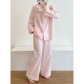 Spring Floral Lace Pajama Set – Lightweight Cotton Loungewear in Blue, White & Pink