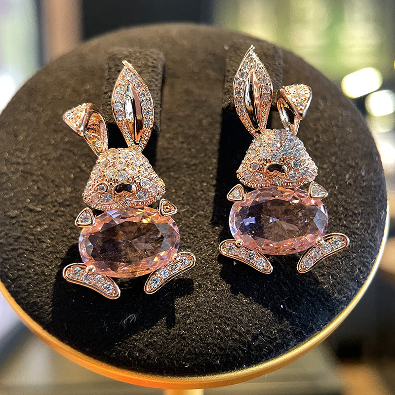 Bunny Cubic Zirconia Studs – 925 Silver, 3 Colors (Yellow, Blue, Pink)
