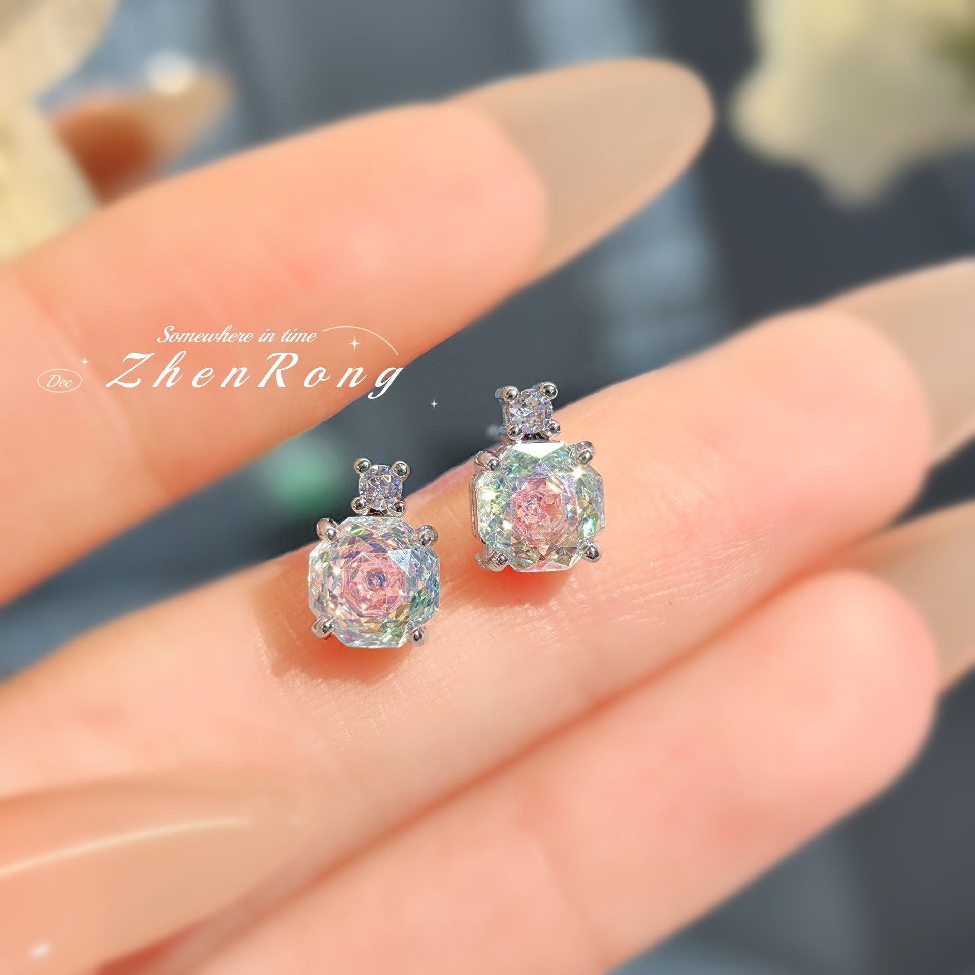 Octagon Rose Cut Zirconia Set – 4 Colors, 3 Styles Each