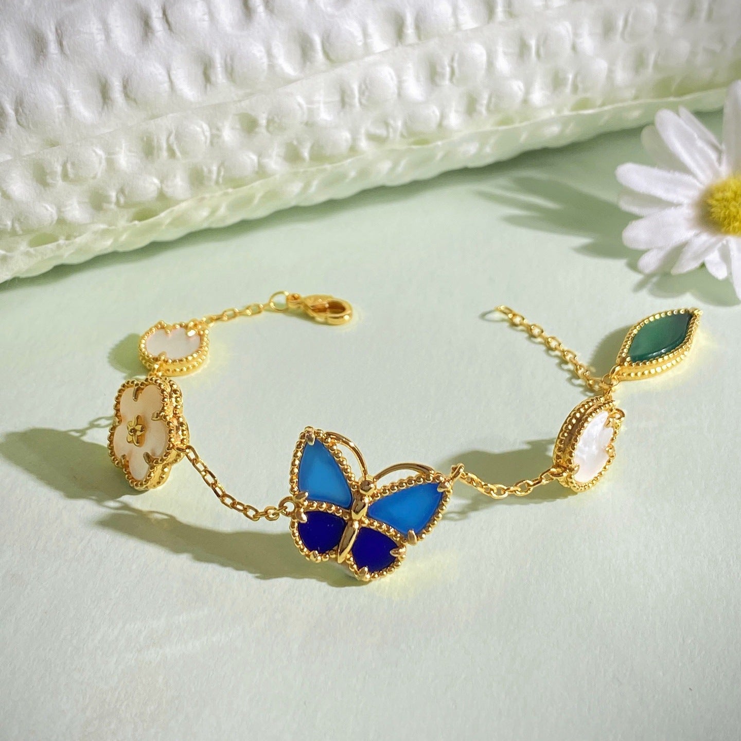 Butterfly & Floral Ensemble – Earrings, Bracelet, Ring, Brooch, Necklace