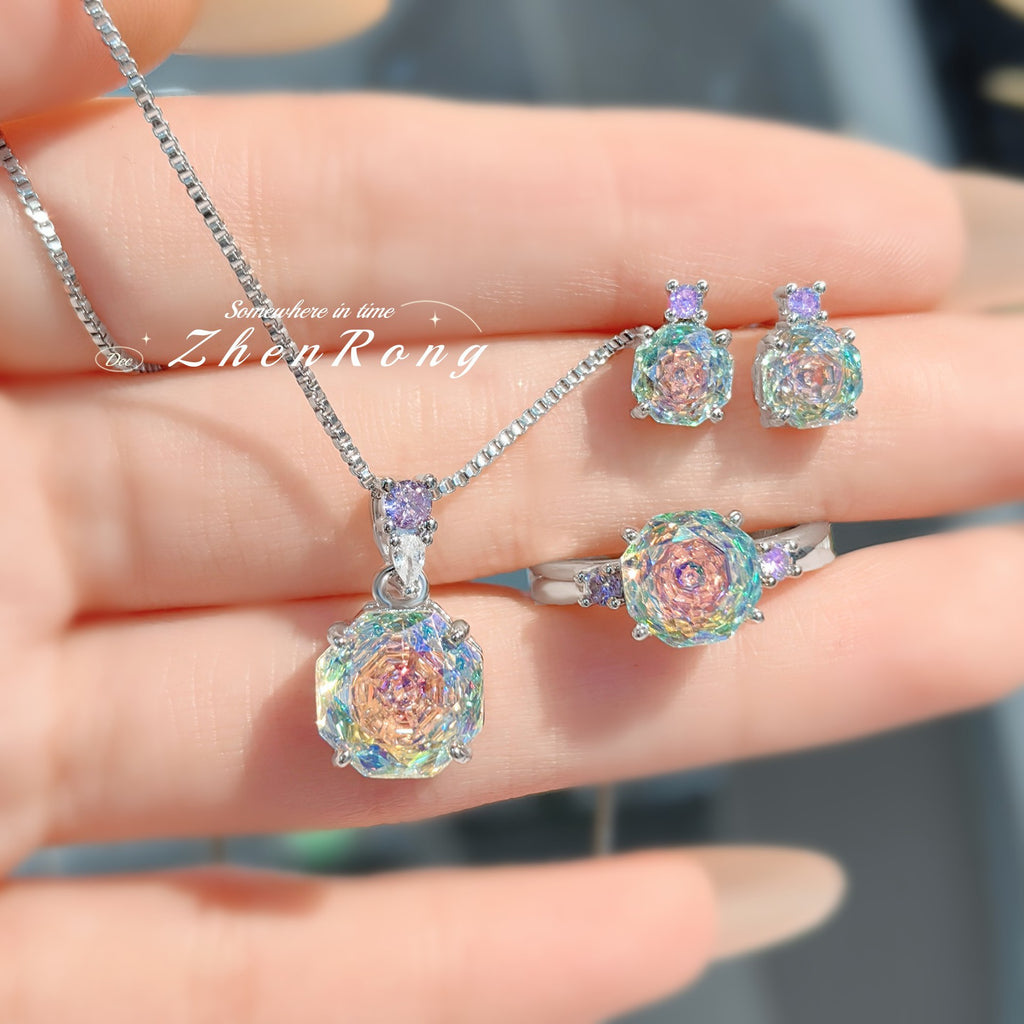 Octagon Rose Cut Zirconia Set – 4 Colors, 3 Styles Each
