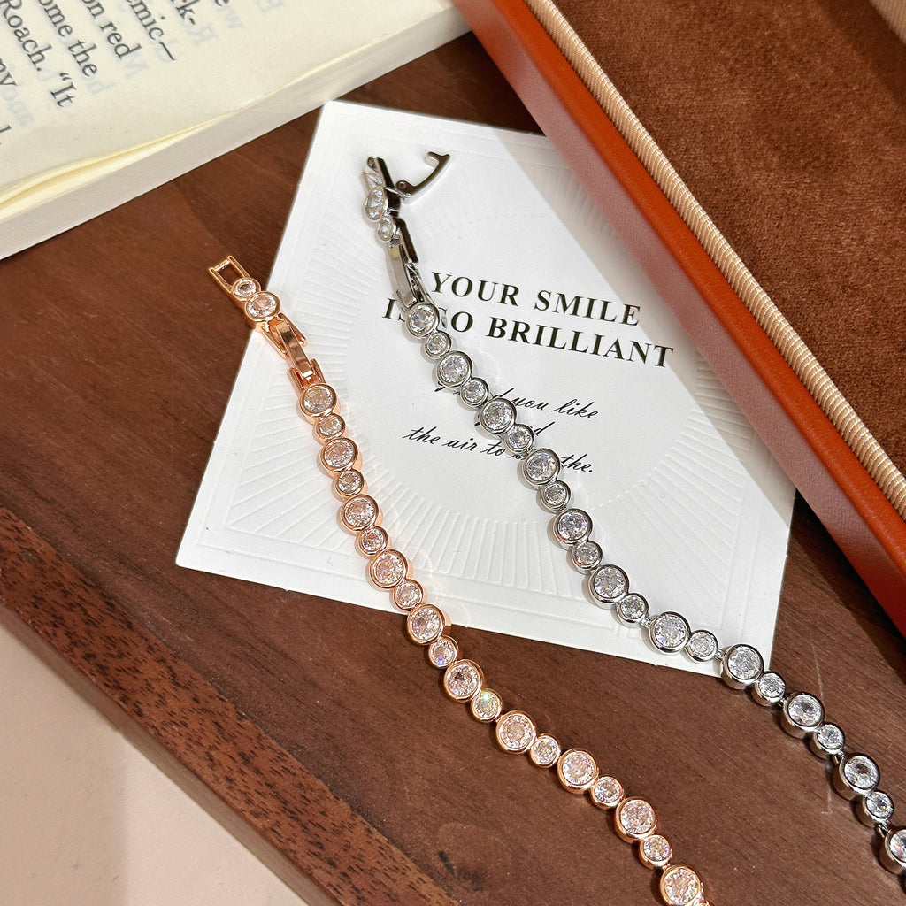 Bubble Full Pavé Bracelet – Champagne or White Gold