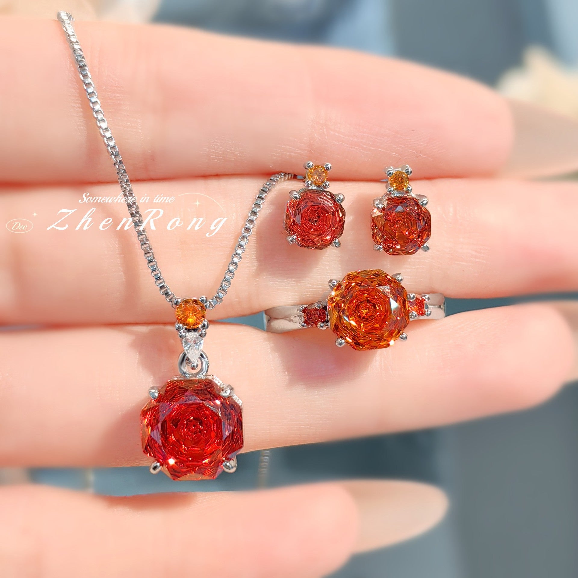 Octagon Rose Cut Zirconia Set – 4 Colors, 3 Styles Each