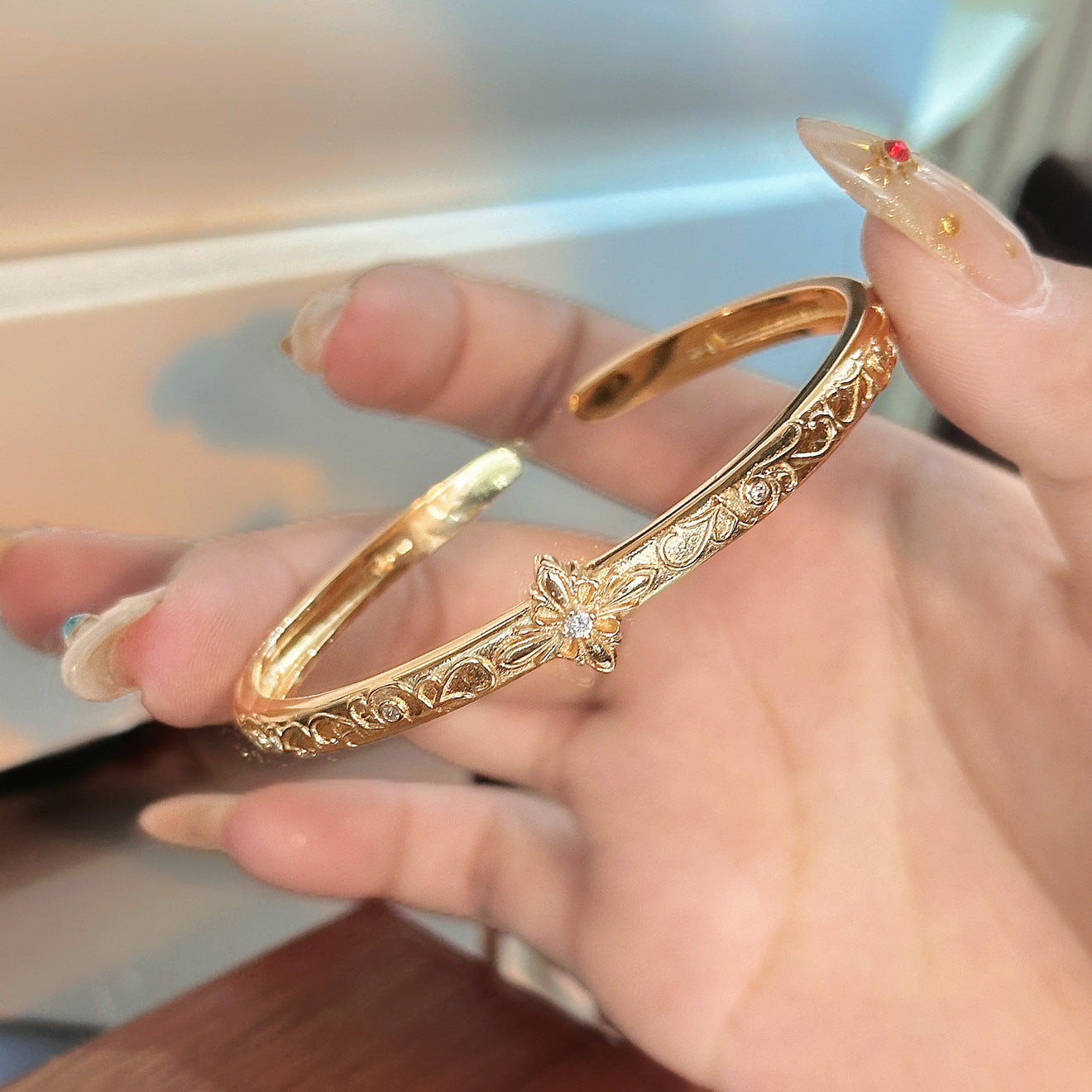 Luxury Brushed Pavé Bracelets – 58 Styles, Champagne Gold