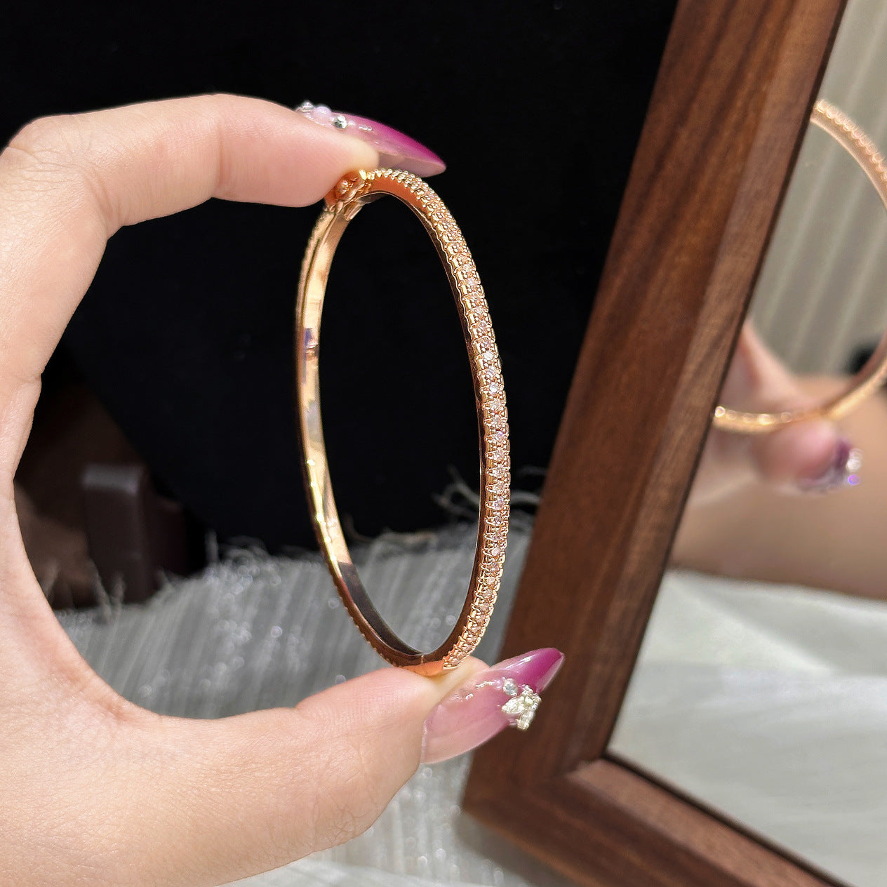Luxury Brushed Pavé Bracelets – 58 Styles, Champagne Gold