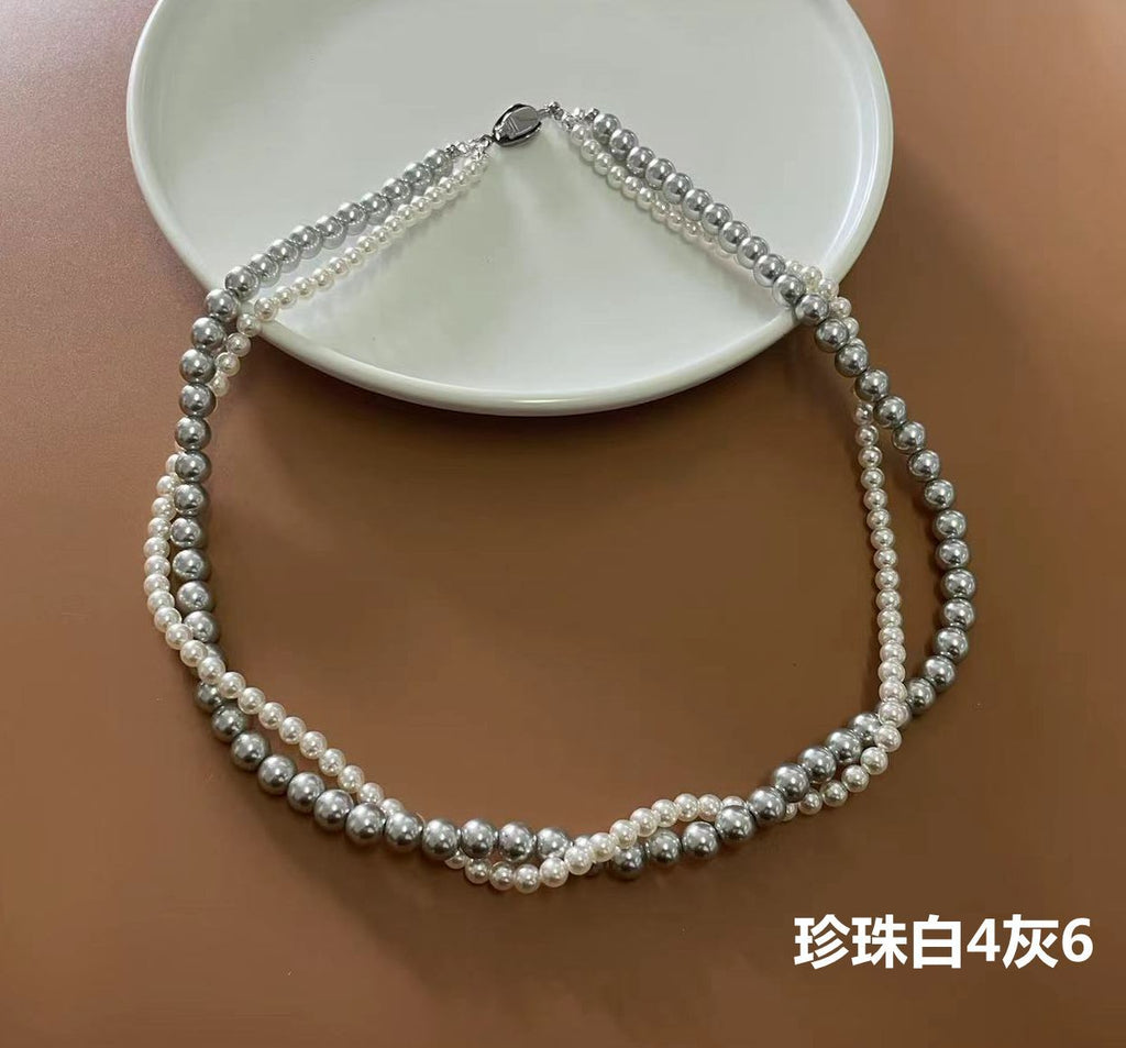 Twilight Twist · Dual-Tone Double-Strand Simulated Pearl Necklace
