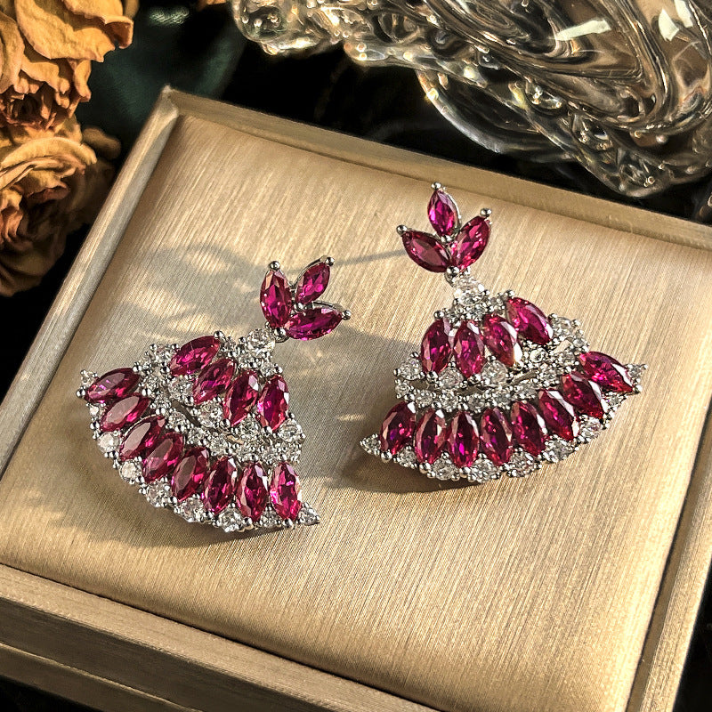 Bohemian Ruby Red Zirconia Set – Earrings, Necklace & Ring