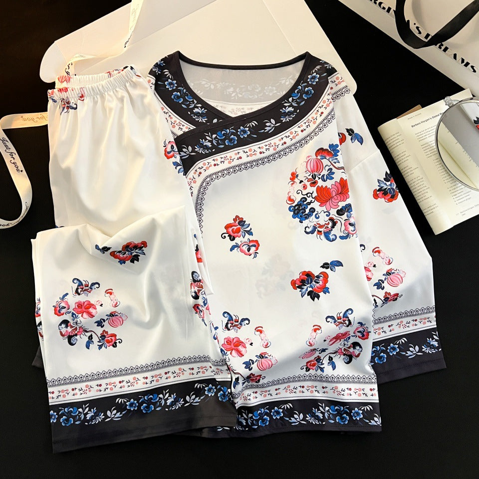 Korean-Chinese Palace Pajama Set – Vintage Court Style, M-XXL