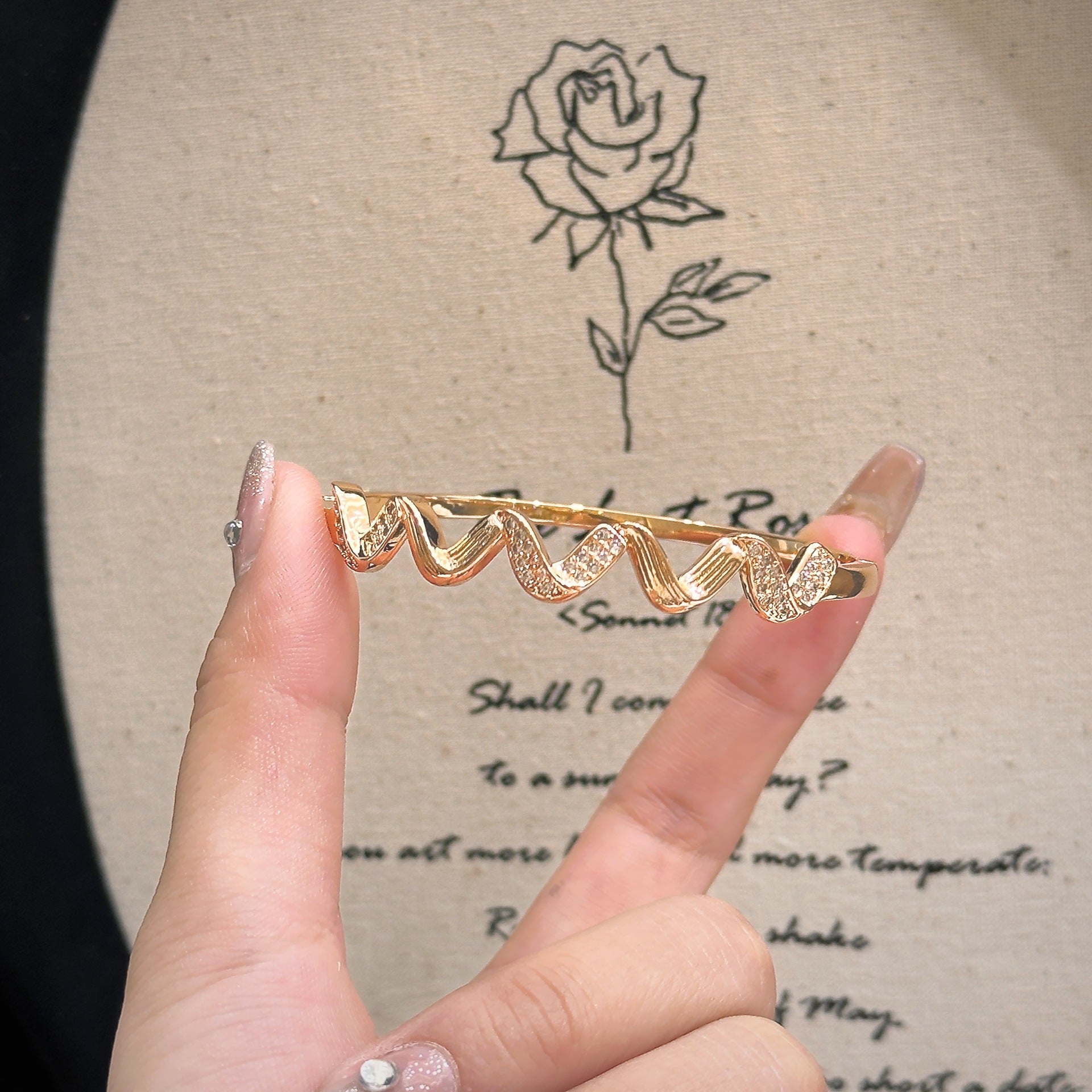 Luxury Brushed Pavé Bracelets – 58 Styles, Champagne Gold