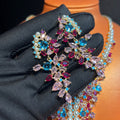 Chinese Vintage Pavé Jewelry Set – Necklace, Bracelet & Earrings in Gold