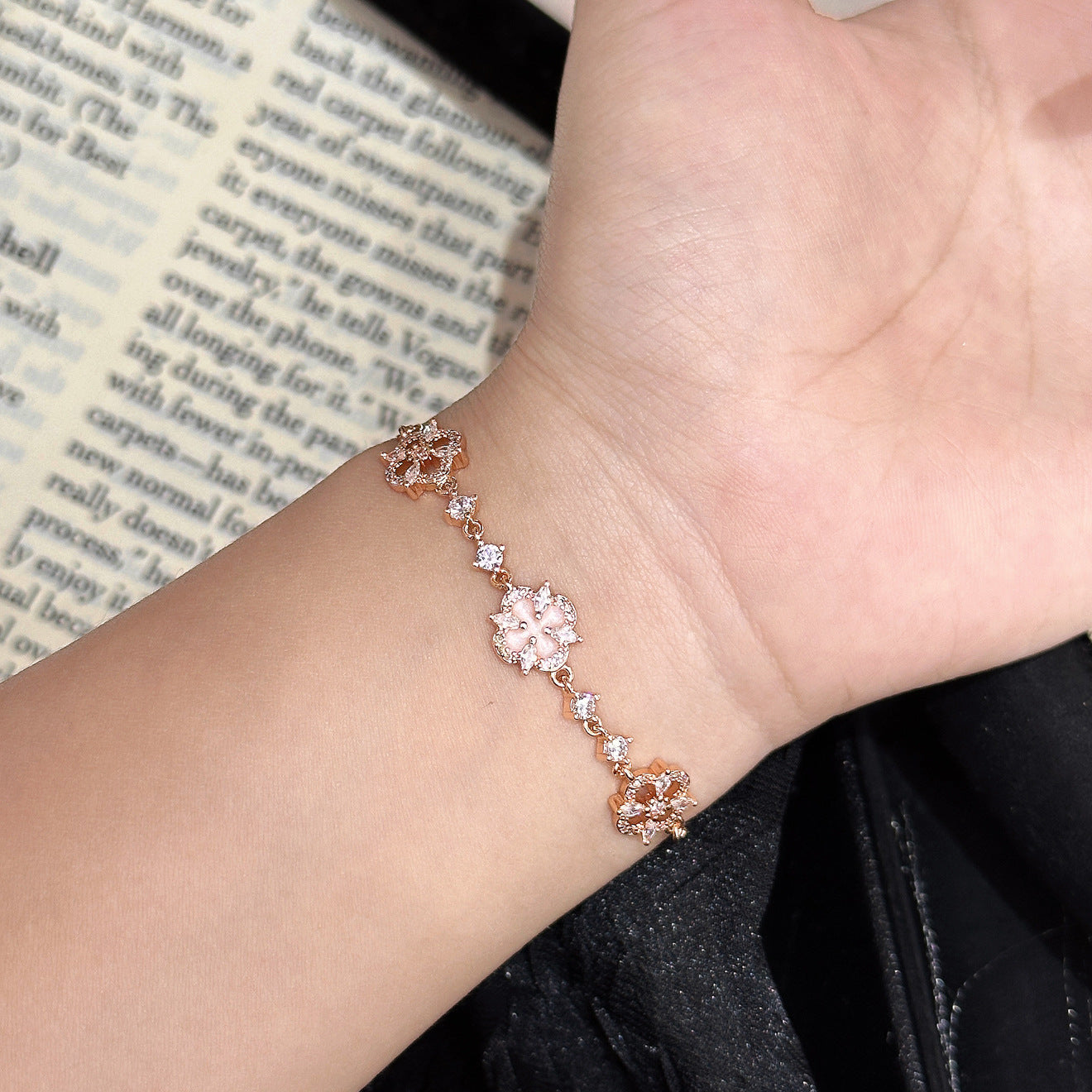 Luxury Brushed Pavé Bracelets – 58 Styles, Champagne Gold