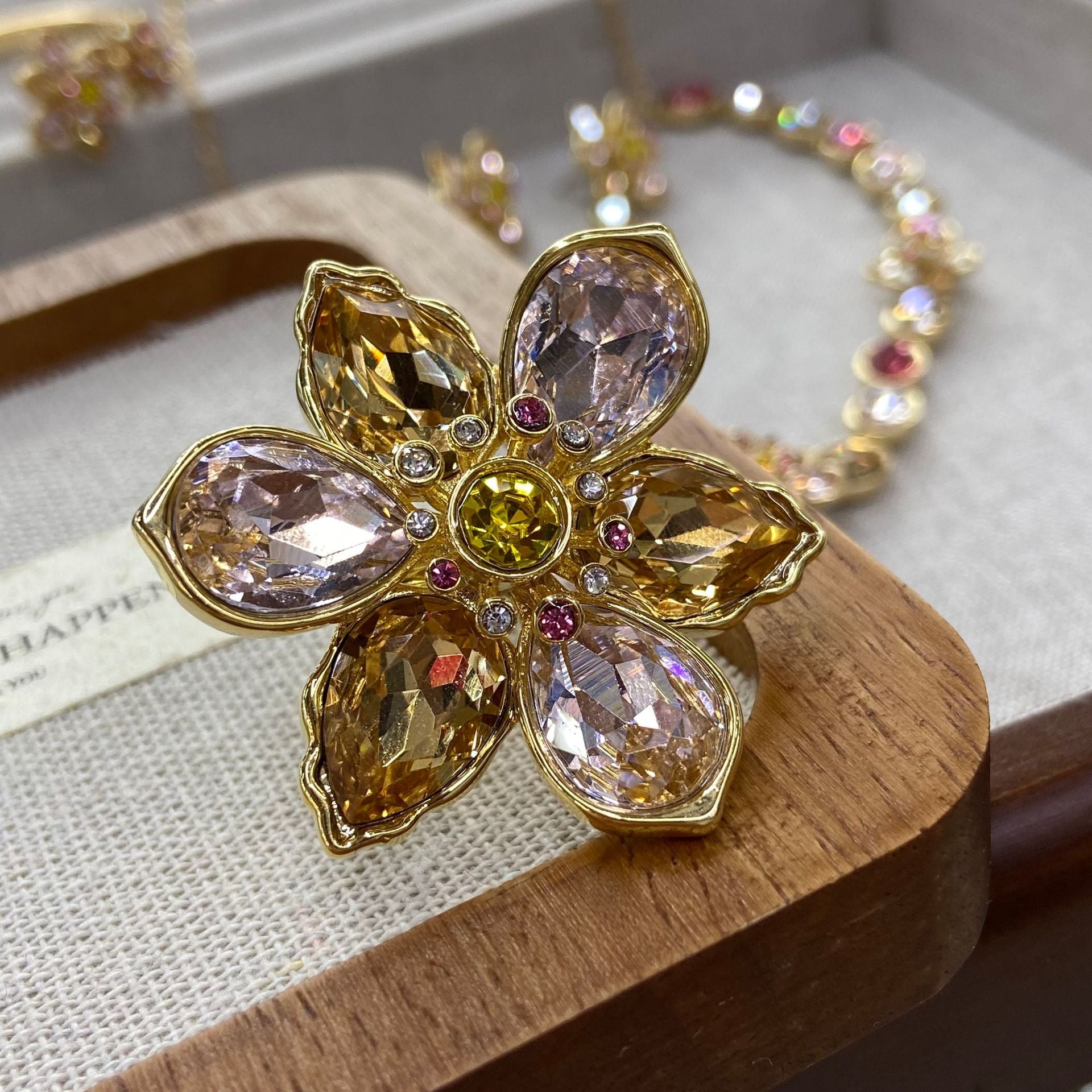 Colorful Flower Jewelry Set – Necklace, Earrings, Bracelet & Ring