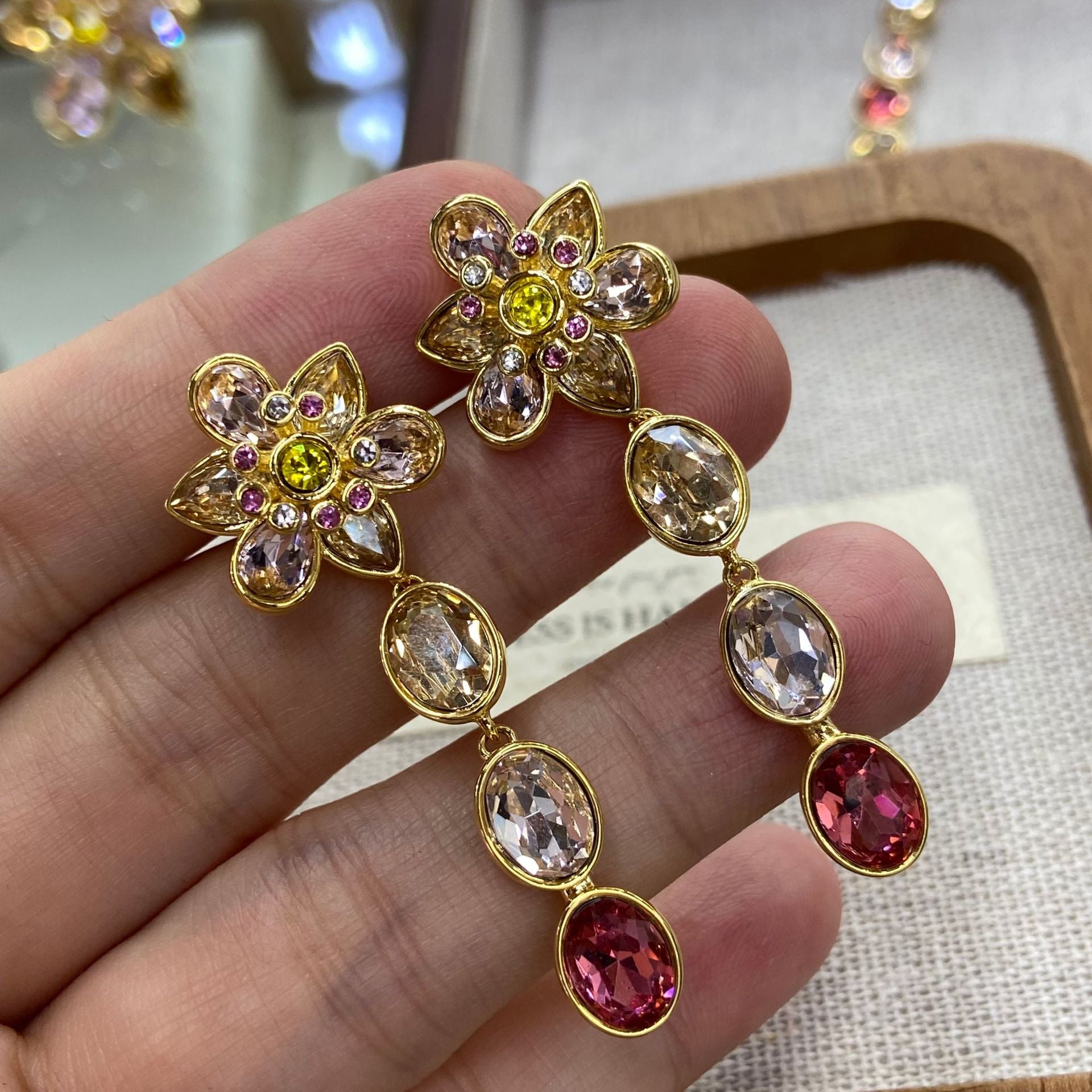 Colorful Flower Jewelry Set – Necklace, Earrings, Bracelet & Ring