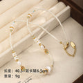 3-Material Pearl Set – Natural Stone, Pearl & Shell with 18K Gold Plating