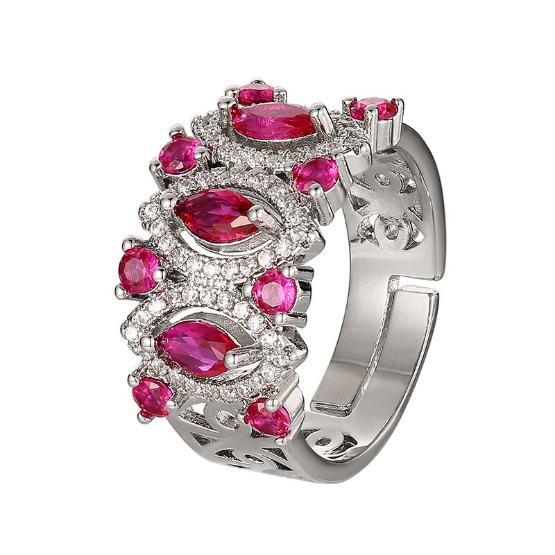 Bohemian Ruby Red Zirconia Set – Earrings, Necklace & Ring