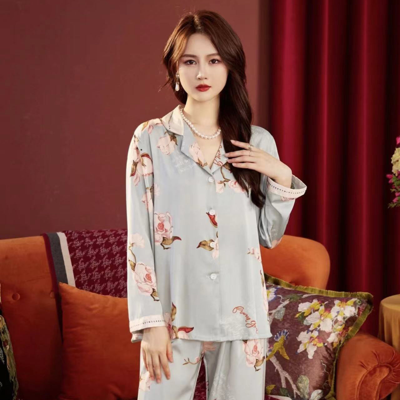 Silk-Feel Pajama Set – Short Sleeve, 3-Piece Shorts/Long Pants