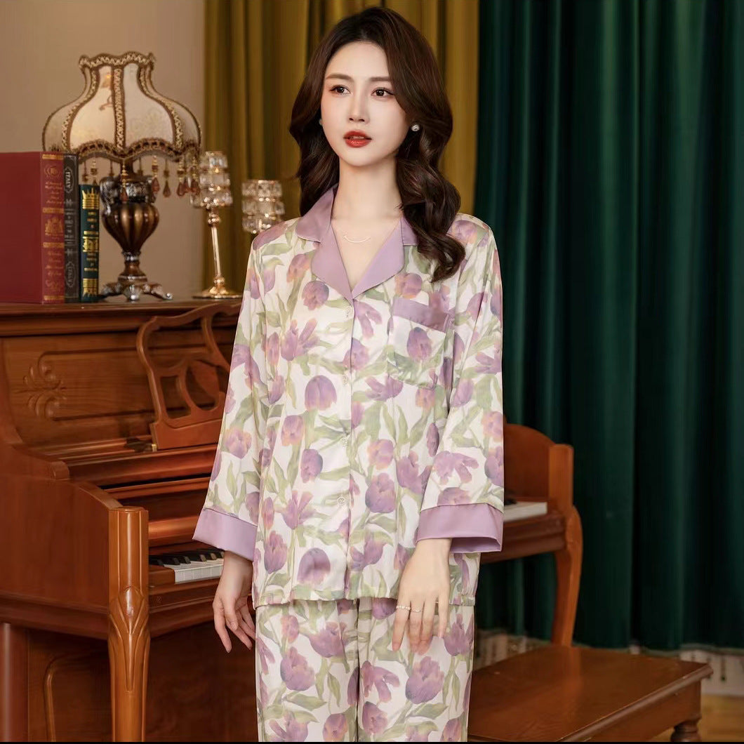 Silk-Feel Pajama Set – Short Sleeve, 3-Piece Shorts/Long Pants
