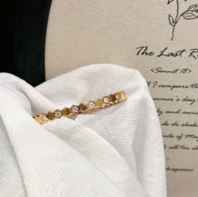 Luxury Brushed Pavé Bracelets – 58 Styles, Champagne Gold