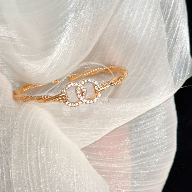 Luxury Brushed Pavé Bracelets – 58 Styles, Champagne Gold