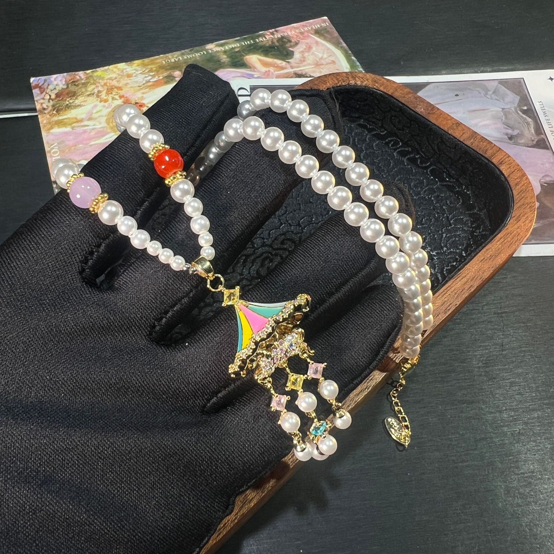 Carousel Enamel Tassel Earrings & Necklace – Vintage Copper