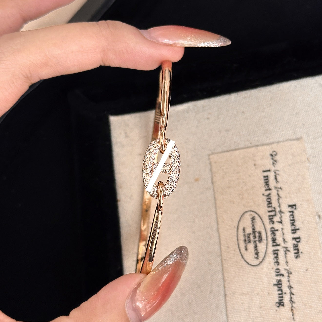 Luxury Brushed Pavé Bracelets – 58 Styles, Champagne Gold