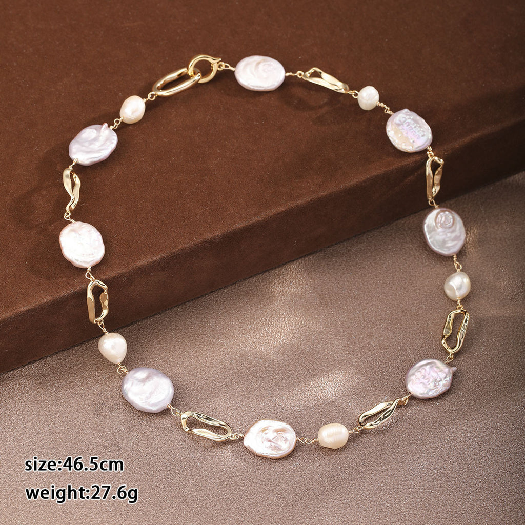 Unique Baroque Pearl Set – Irregular Pearl Necklace & Bracelet for Women