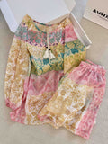 Ethnic Dopamine Short-Sleeve Pajama Set – Colorful Print, Shorts, S-3XL