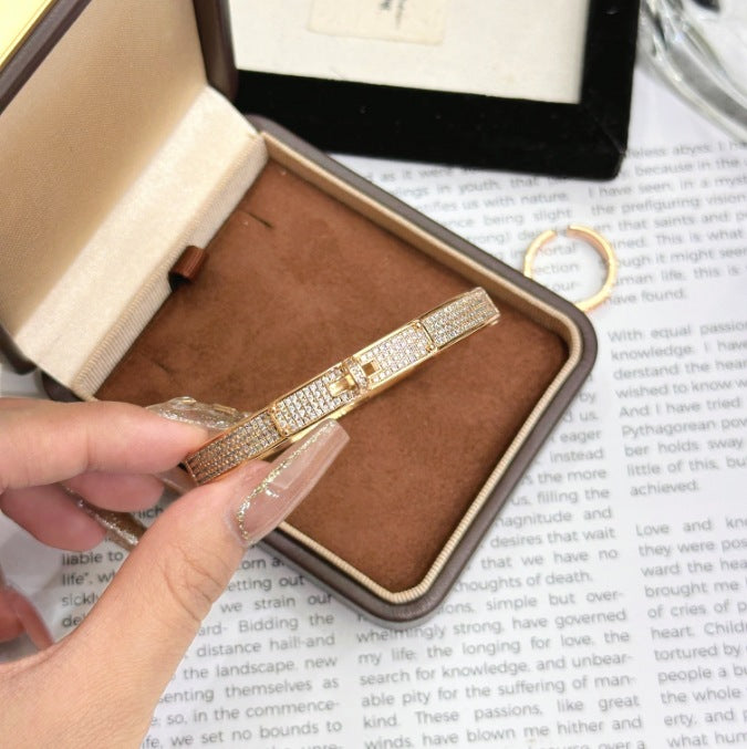 Luxury Brushed Pavé Bracelets – 58 Styles, Champagne Gold