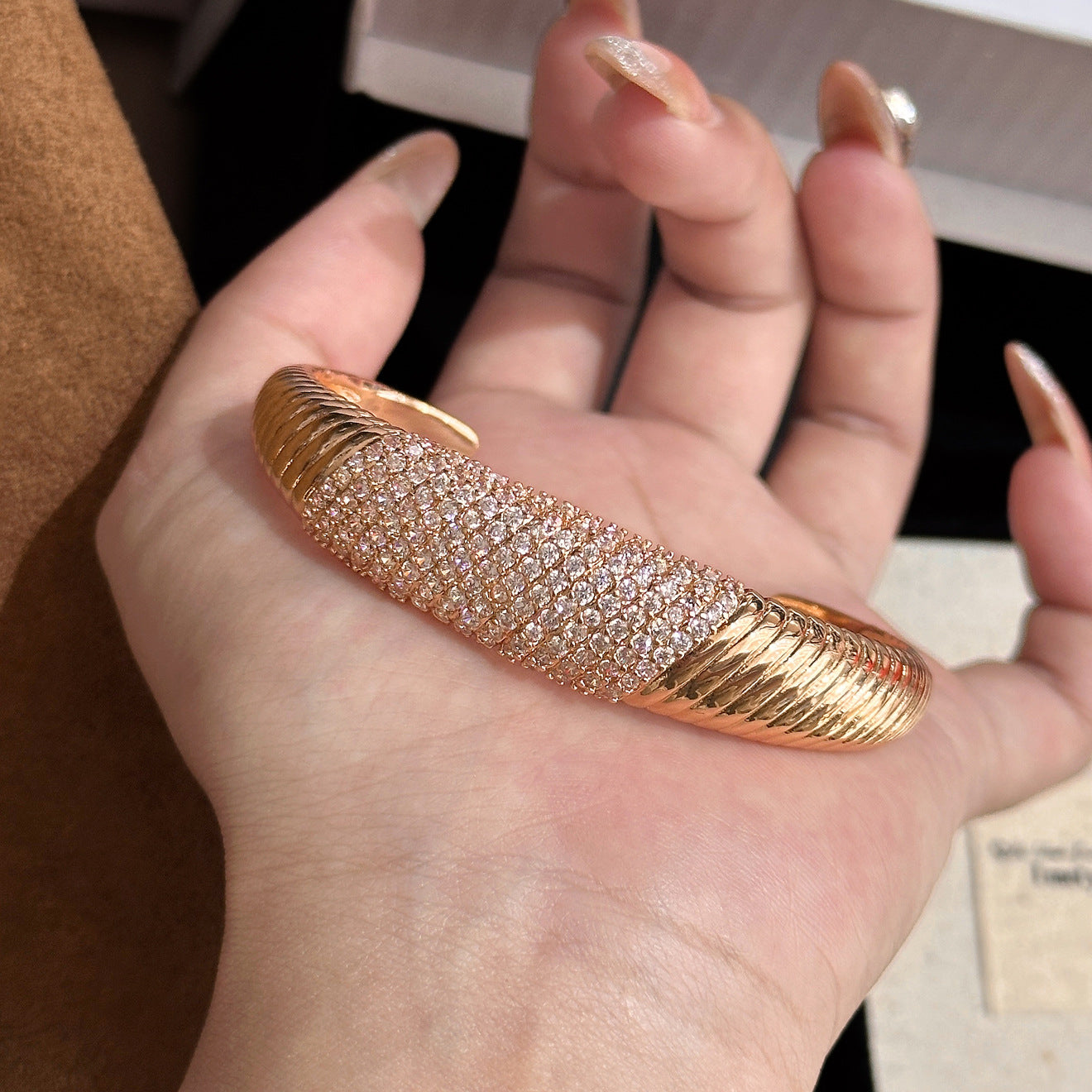 Luxury Brushed Pavé Bracelets – 58 Styles, Champagne Gold