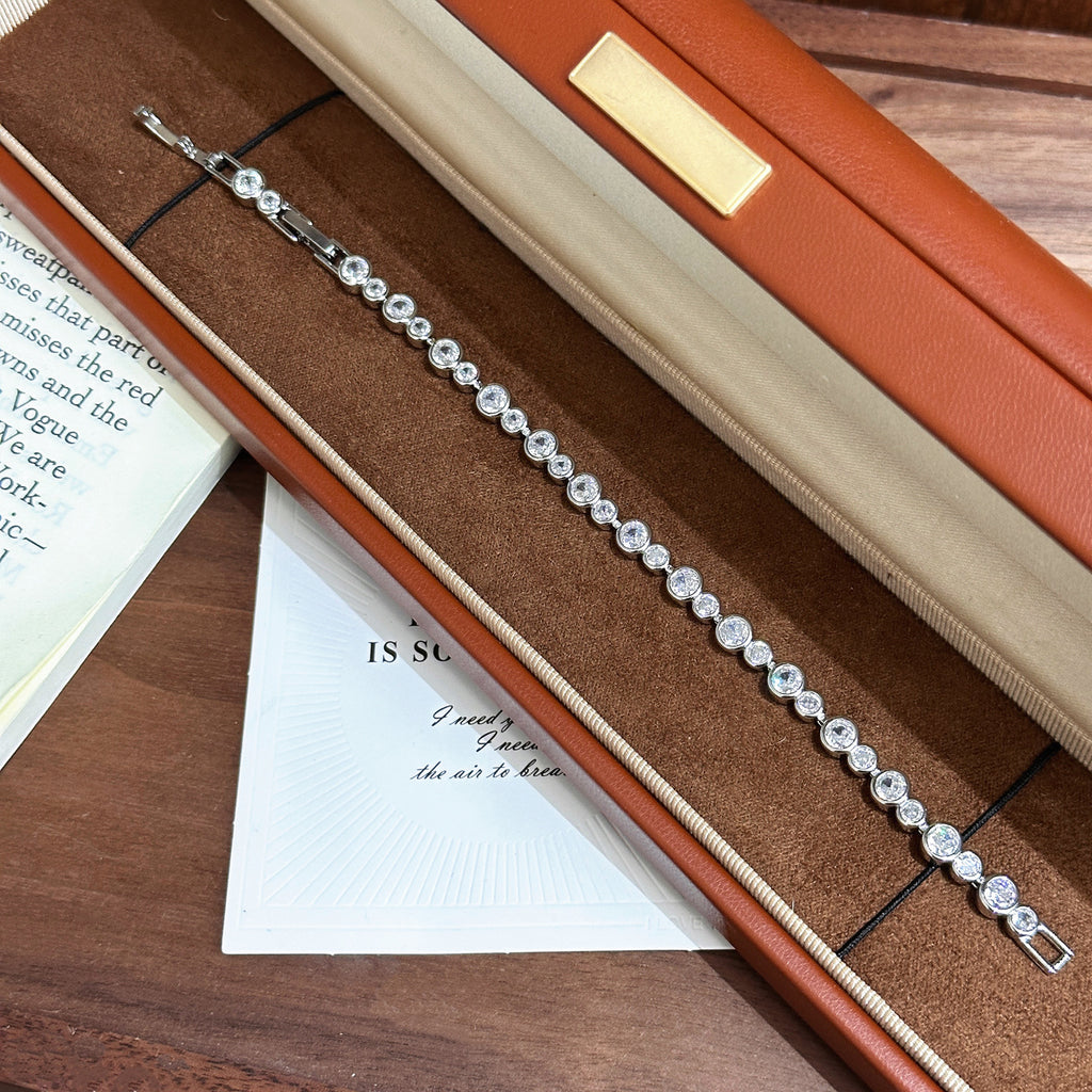 Bubble Full Pavé Bracelet – Champagne or White Gold