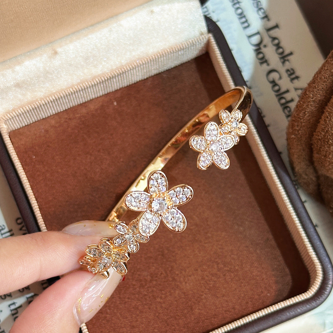 Luxury Brushed Pavé Bracelets – 58 Styles, Champagne Gold