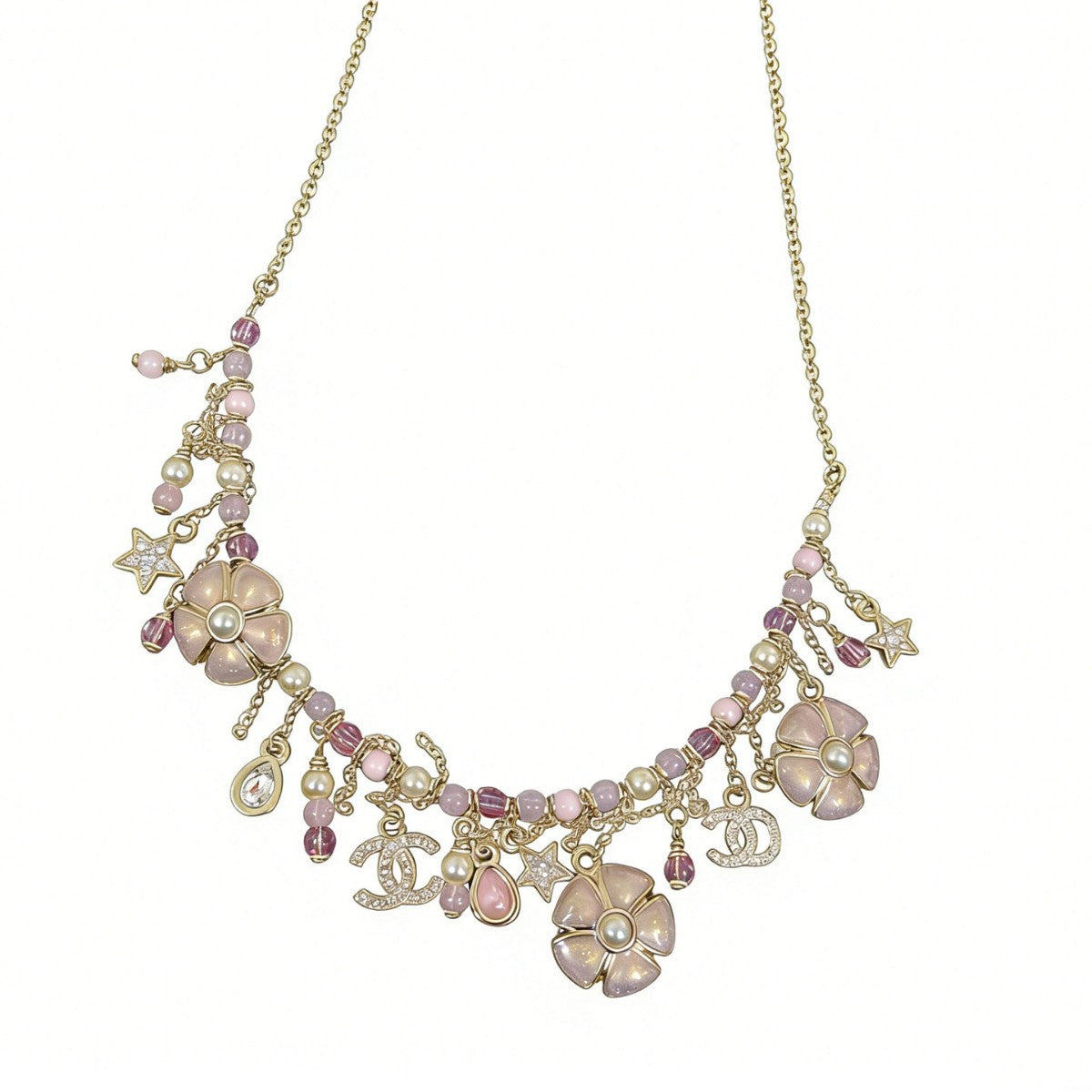 Camellia Tassel Necklace – Pearl & Flower Long Pendant in Pink or Black