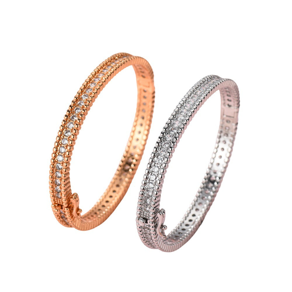Full Pavé Row Bangle – Champagne or White Gold