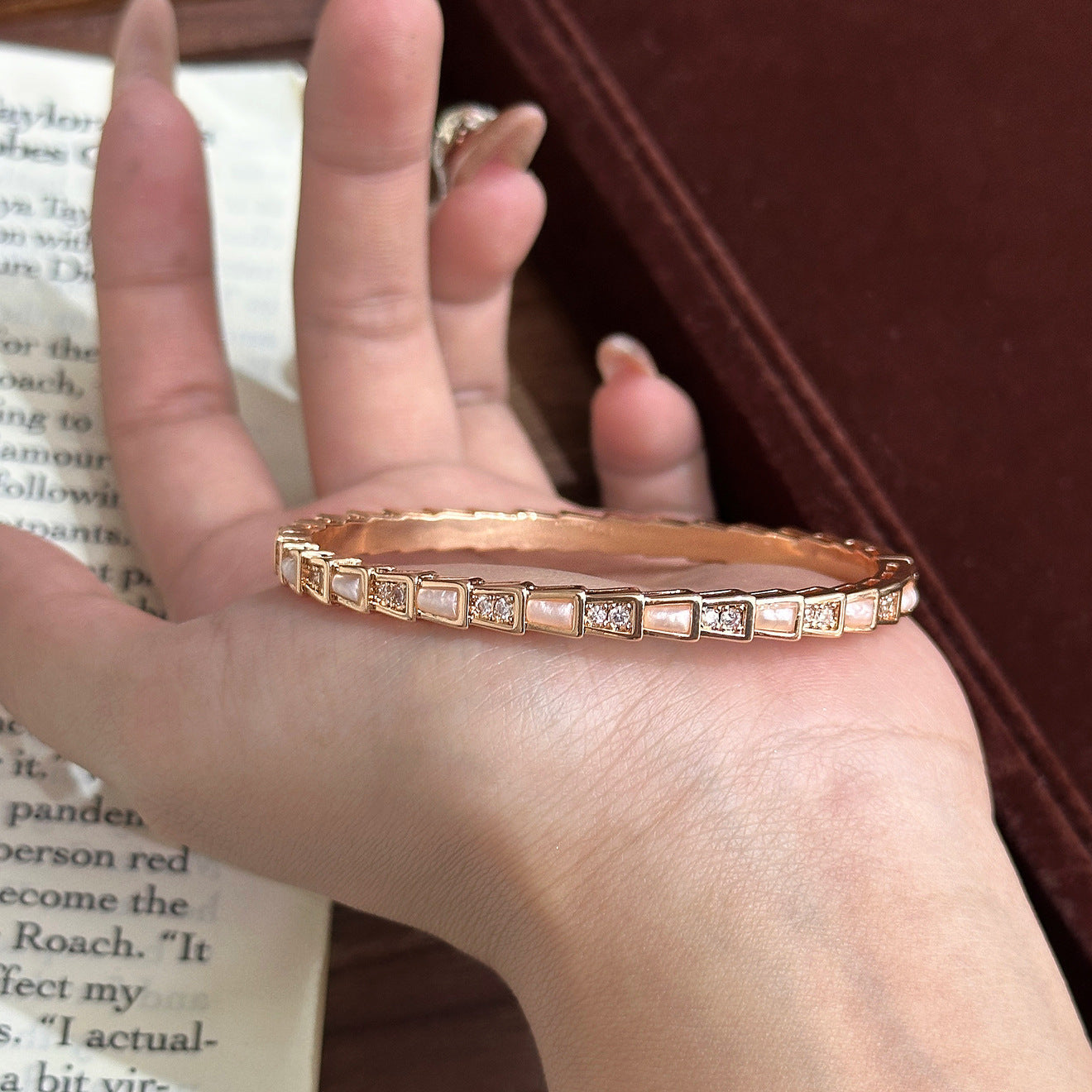Luxury Brushed Pavé Bracelets – 58 Styles, Champagne Gold