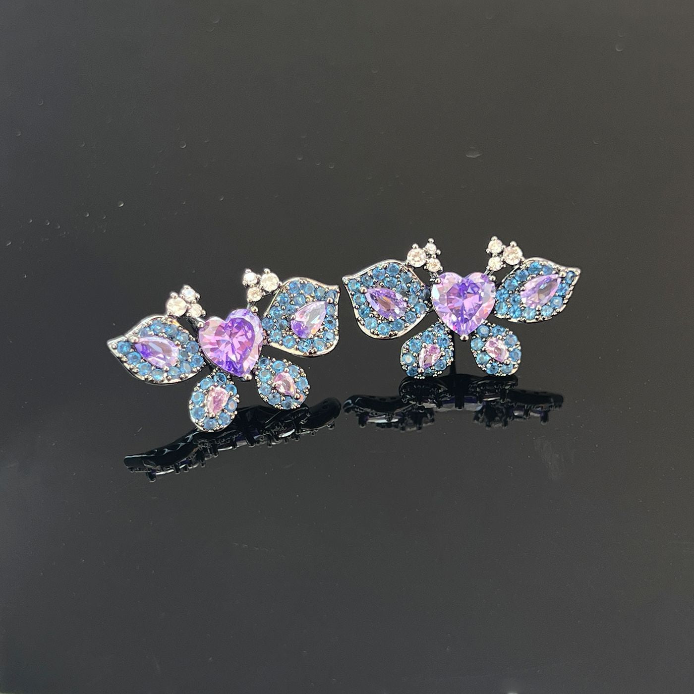French Gradient Enamel Earrings – Lavender, 925 Silver