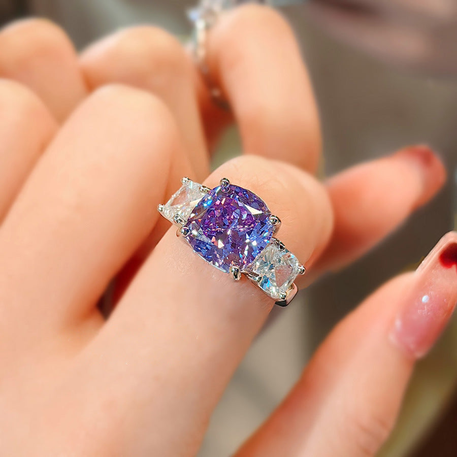 Pink & Purple Diamond Set – Pendant, Ring & Stud Earrings