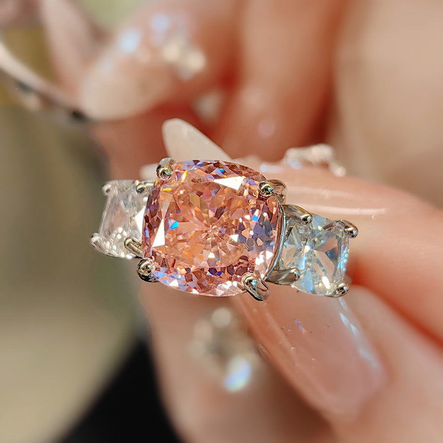 Pink & Purple Diamond Set – Pendant, Ring & Stud Earrings
