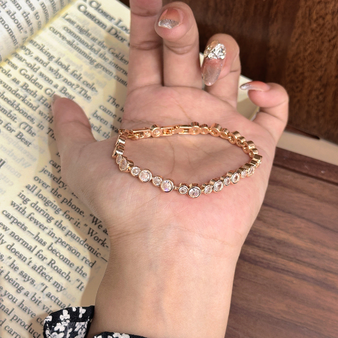 Luxury Brushed Pavé Bracelets – 58 Styles, Champagne Gold