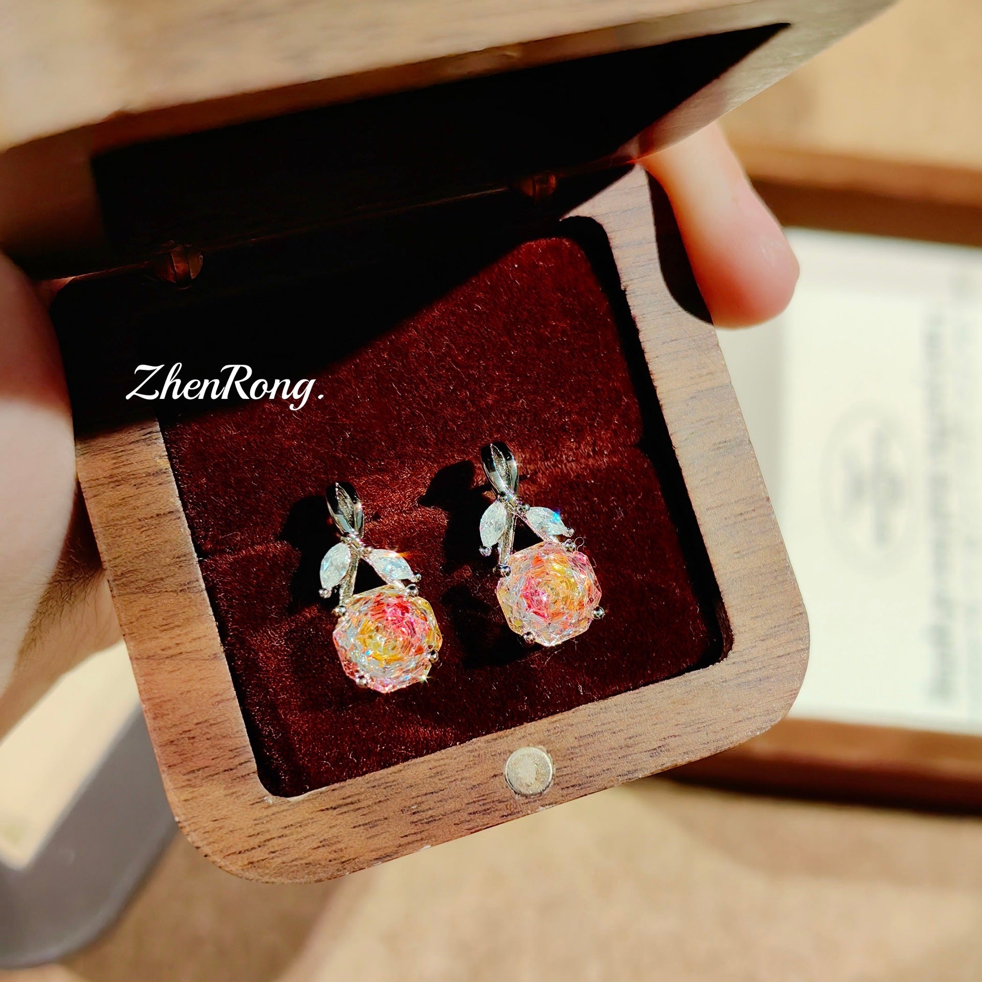 Klein Blue & Rose Gold Zirconia Set – Pendant, Ring & Studs