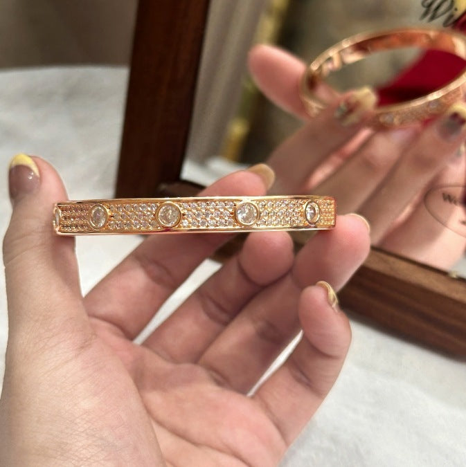 Luxury Brushed Pavé Bracelets – 58 Styles, Champagne Gold