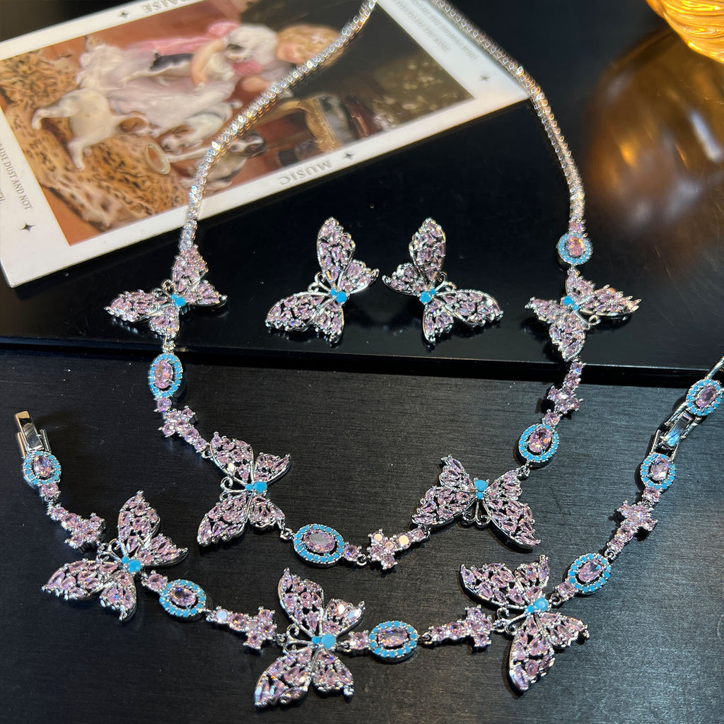 Heavy Craftsmanship Butterfly Set – Full Zirconia Pavé in Gold Tone
