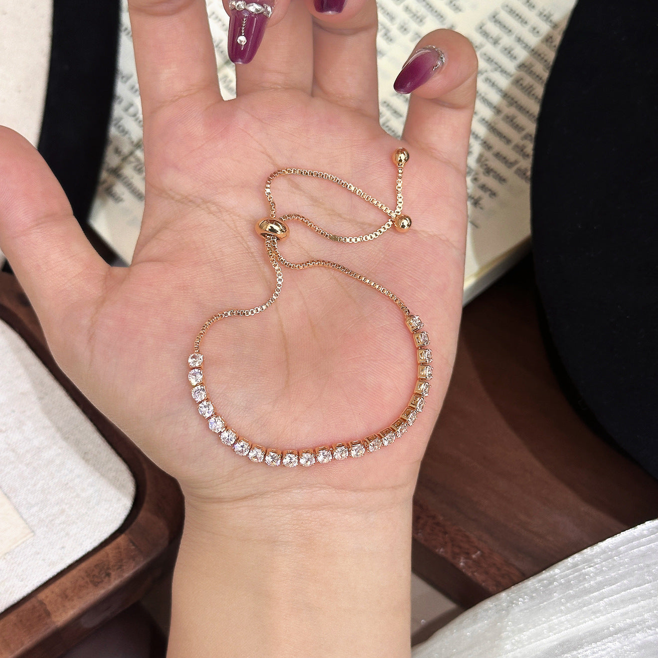Luxury Brushed Pavé Bracelets – 58 Styles, Champagne Gold