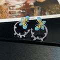 Chinese Butterfly Pavé Earrings – Sky Blue or Green