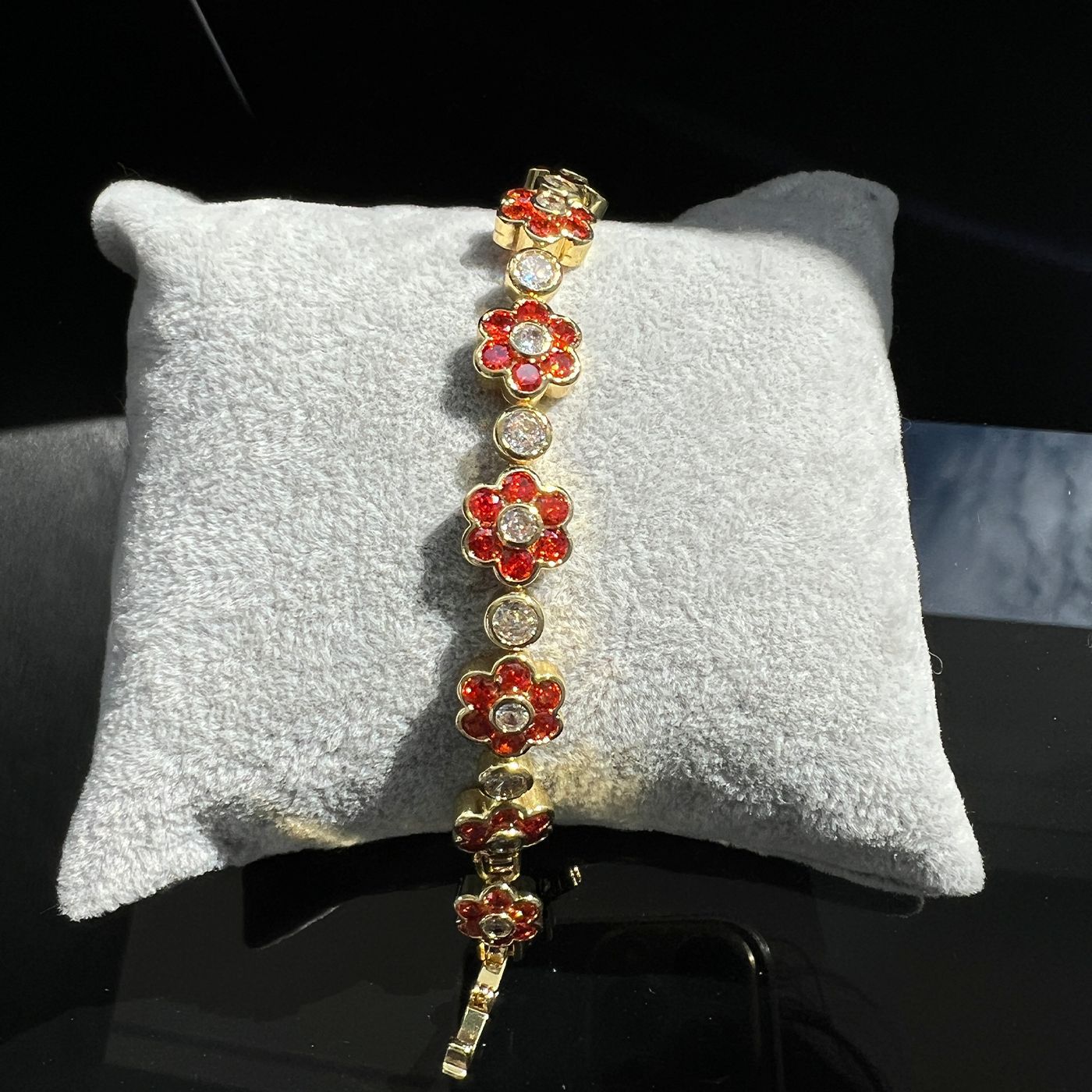Spring Flower Crystal Bracelet – Silver, Pink or Gold Tone