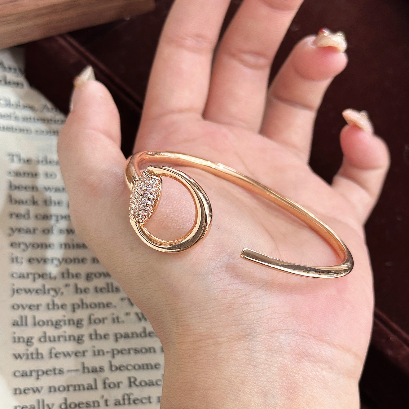 Luxury Brushed Pavé Bracelets – 58 Styles, Champagne Gold