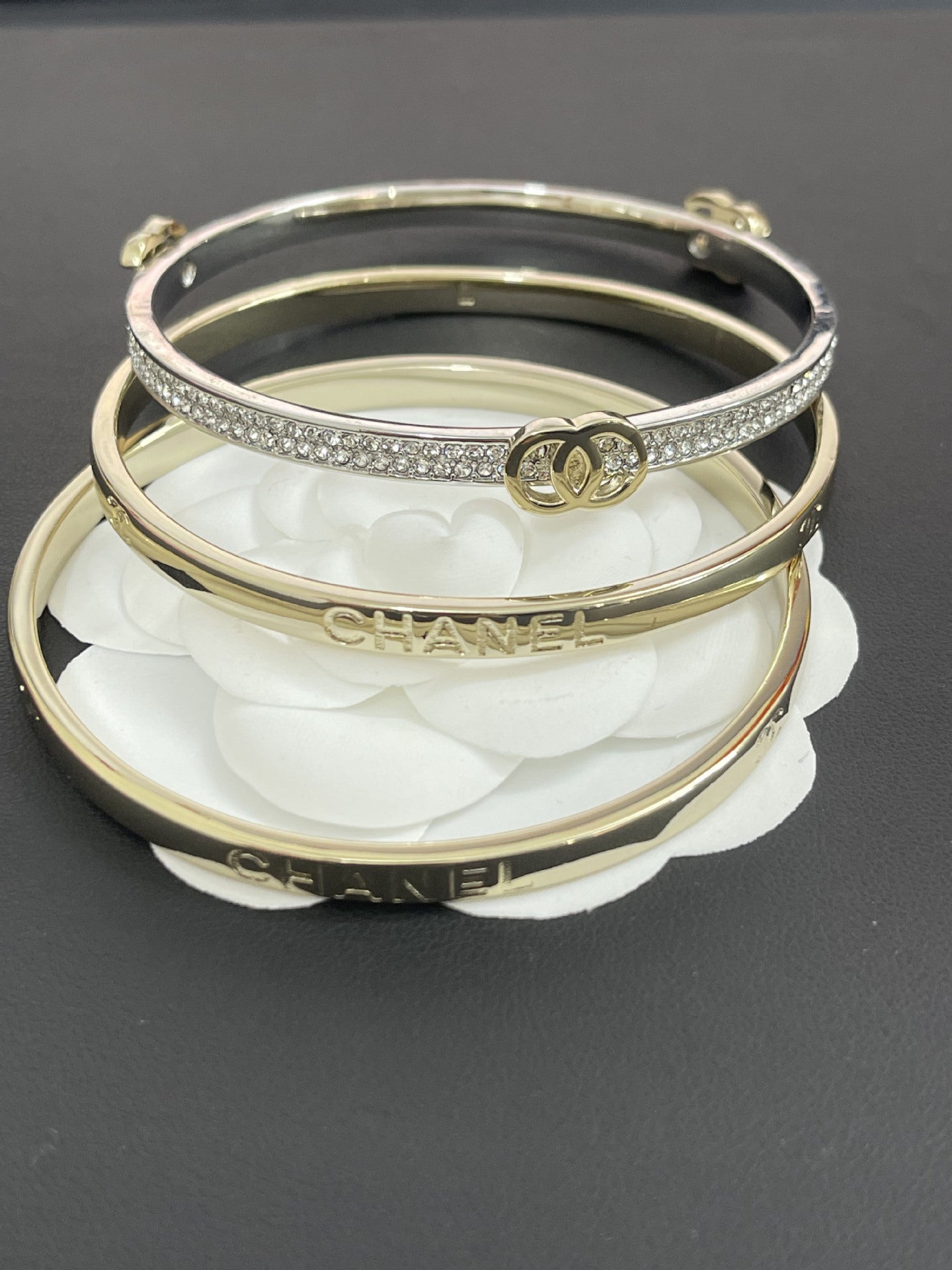Interlocking C Ring & Bangle Set – Pavé Zirconia Band