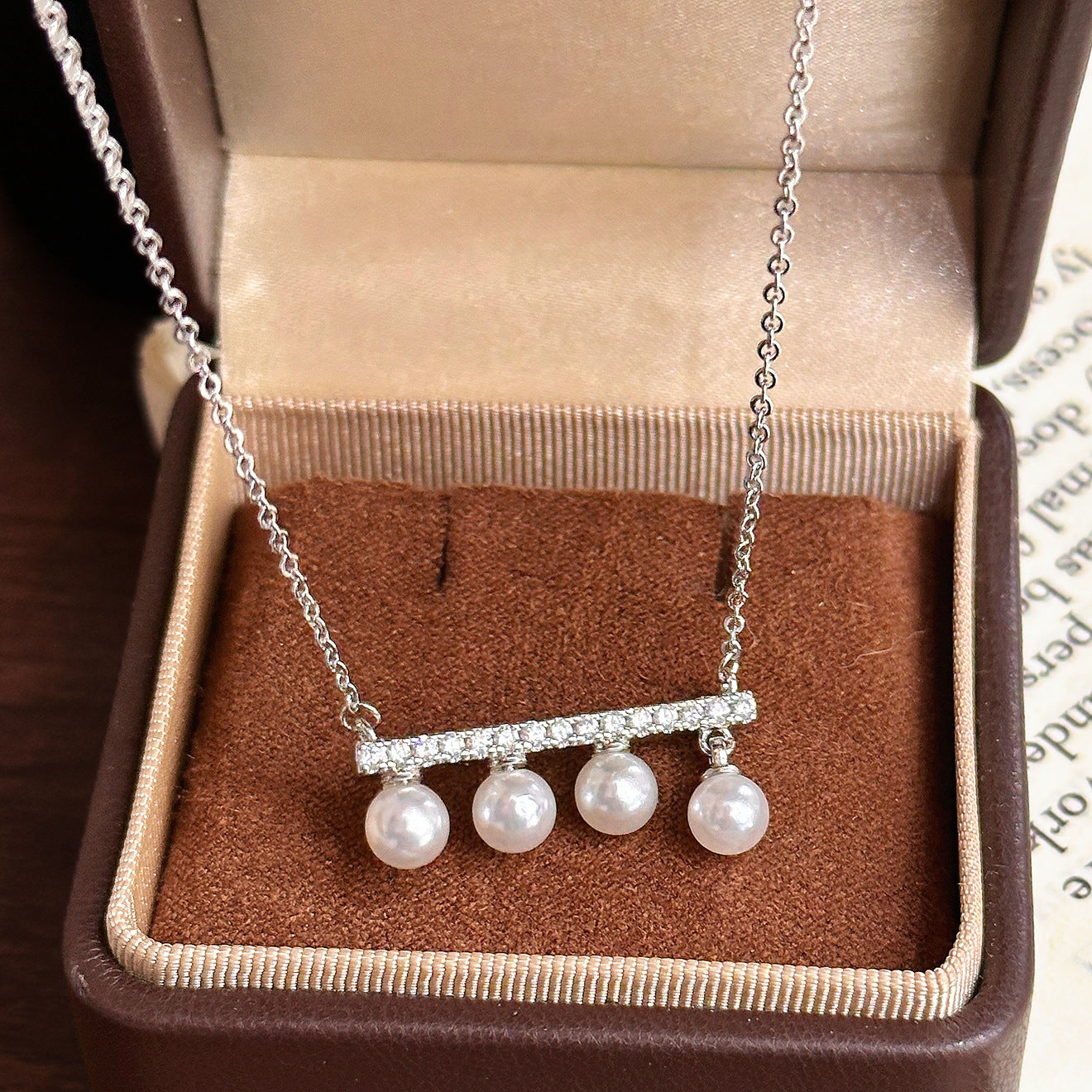 Balance Bar Pearl Necklace & Earrings – 18k Gold Plated, Champagne or White Gold